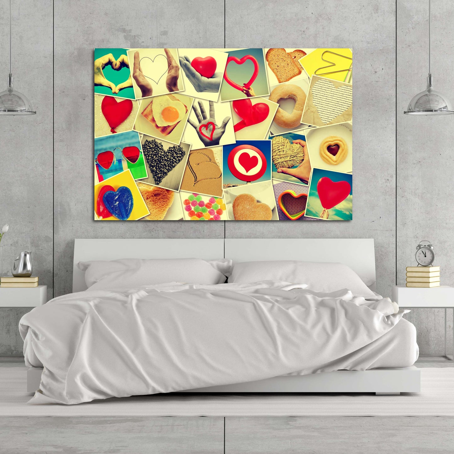 Red heart wall art, Love paintings on canvas, valentines day gift, love picture, collage kit wall decor, heart wall decor