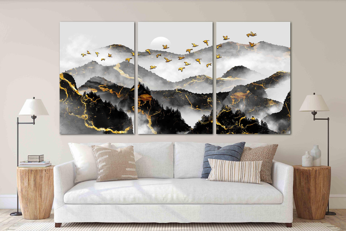 Smoky mountains wall art 3 panel canvas Rocks and mountains Home wall decor Outdoors mountains wall art Canvas painting