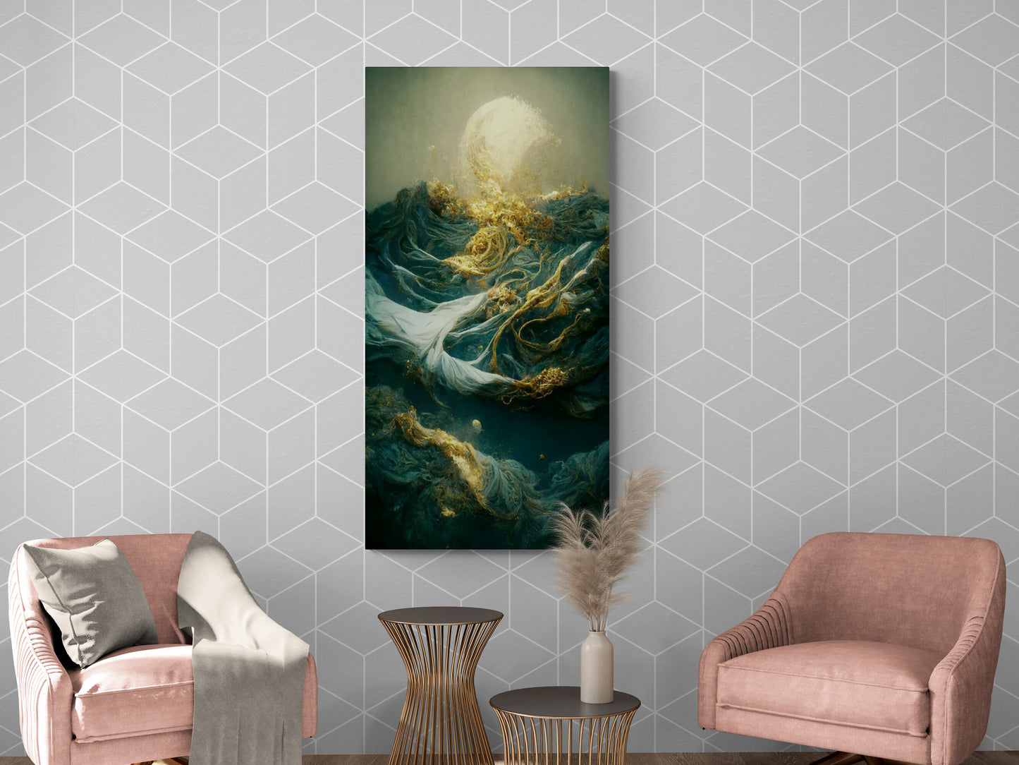 Fantasy wall art, 3d canvas print, framed mystery artwork, vertical above bed wall art, abstract wall art, accent art p