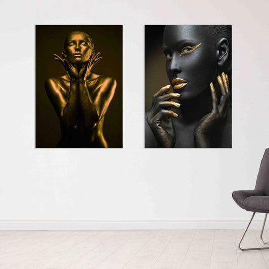 Moderne Wandkunstgemälde auf Leinwand, Wohndekor, afrikanische Leinwandkunst, Modewandkunst, druckbare Wandkunst, 2-teilige Wandkunst