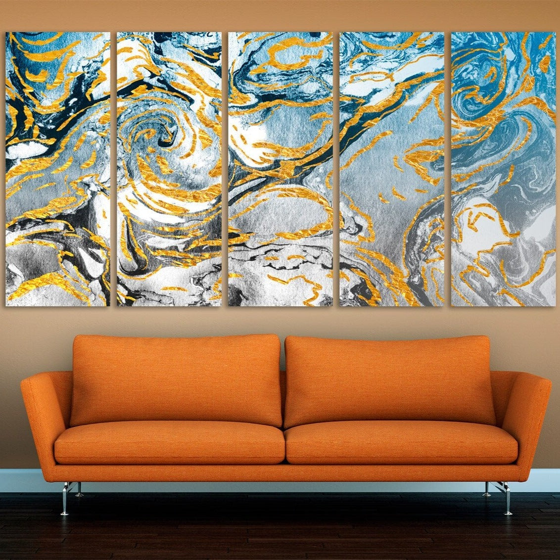 Moderne abstrakte extra große druckbare Wandkunst gerahmt Multi Panel Pour Leinwand Gemälde Raumdekor