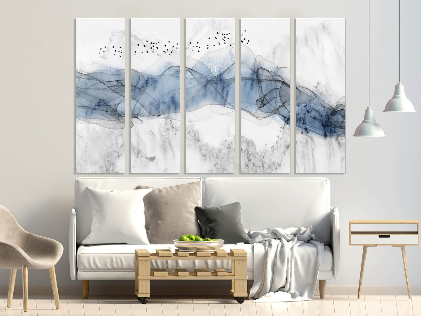 Abstrakte Leinwand-Wandkunst Great Smoky Mountains horizontale Wohndekor-Wandkunst Abstrakter Kunstdruck Extra große Wandkunst Mehrteilige Wandkunst