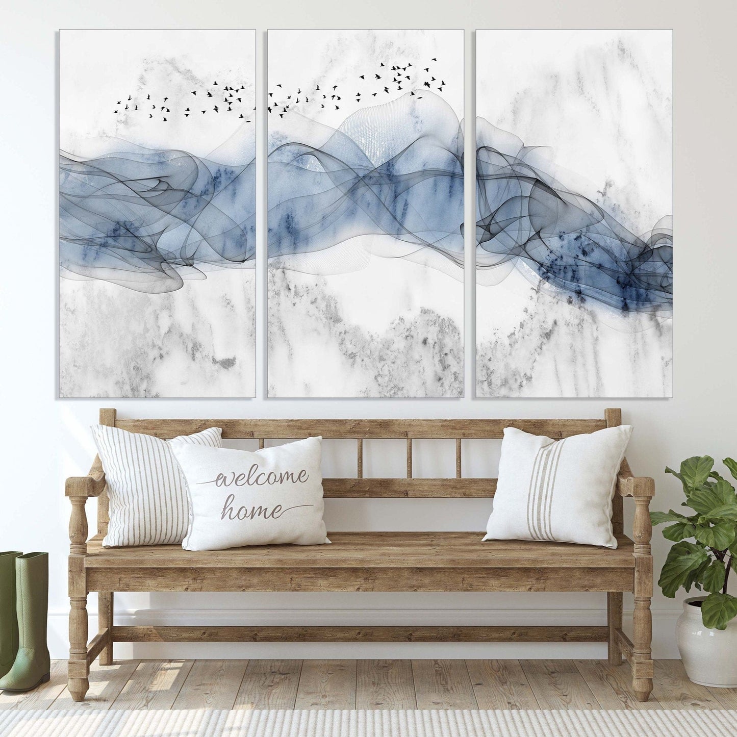 Abstrakte Leinwand-Wandkunst Great Smoky Mountains horizontale Wohndekor-Wandkunst Abstrakter Kunstdruck Extra große Wandkunst Mehrteilige Wandkunst