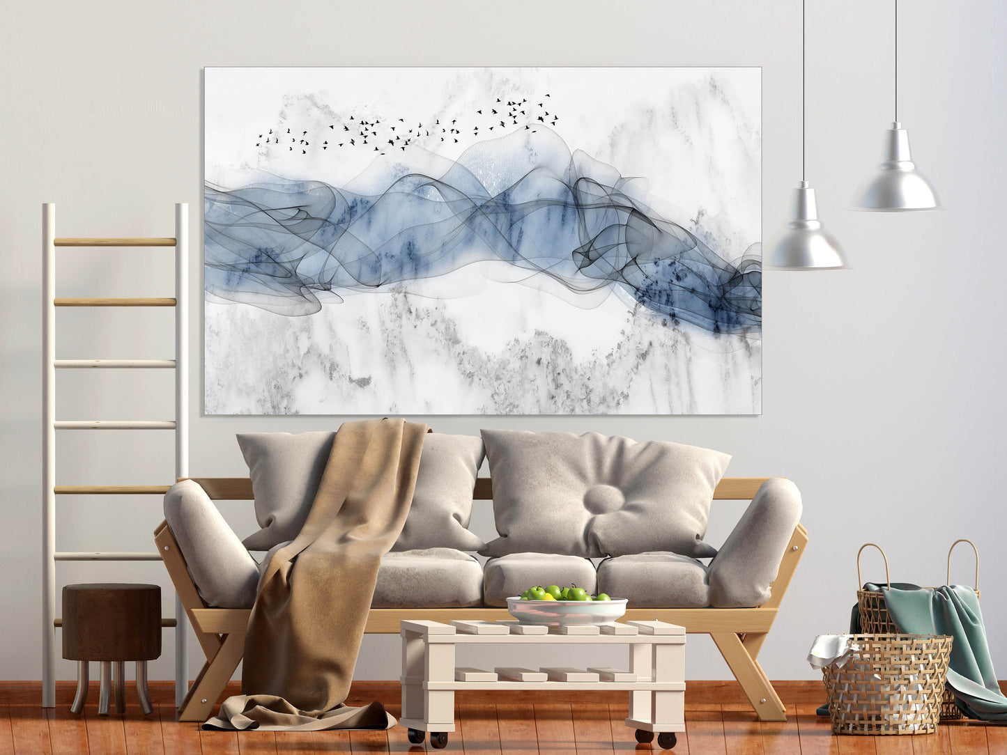 Abstrakte Leinwand-Wandkunst Great Smoky Mountains horizontale Wohndekor-Wandkunst Abstrakter Kunstdruck Extra große Wandkunst Mehrteilige Wandkunst