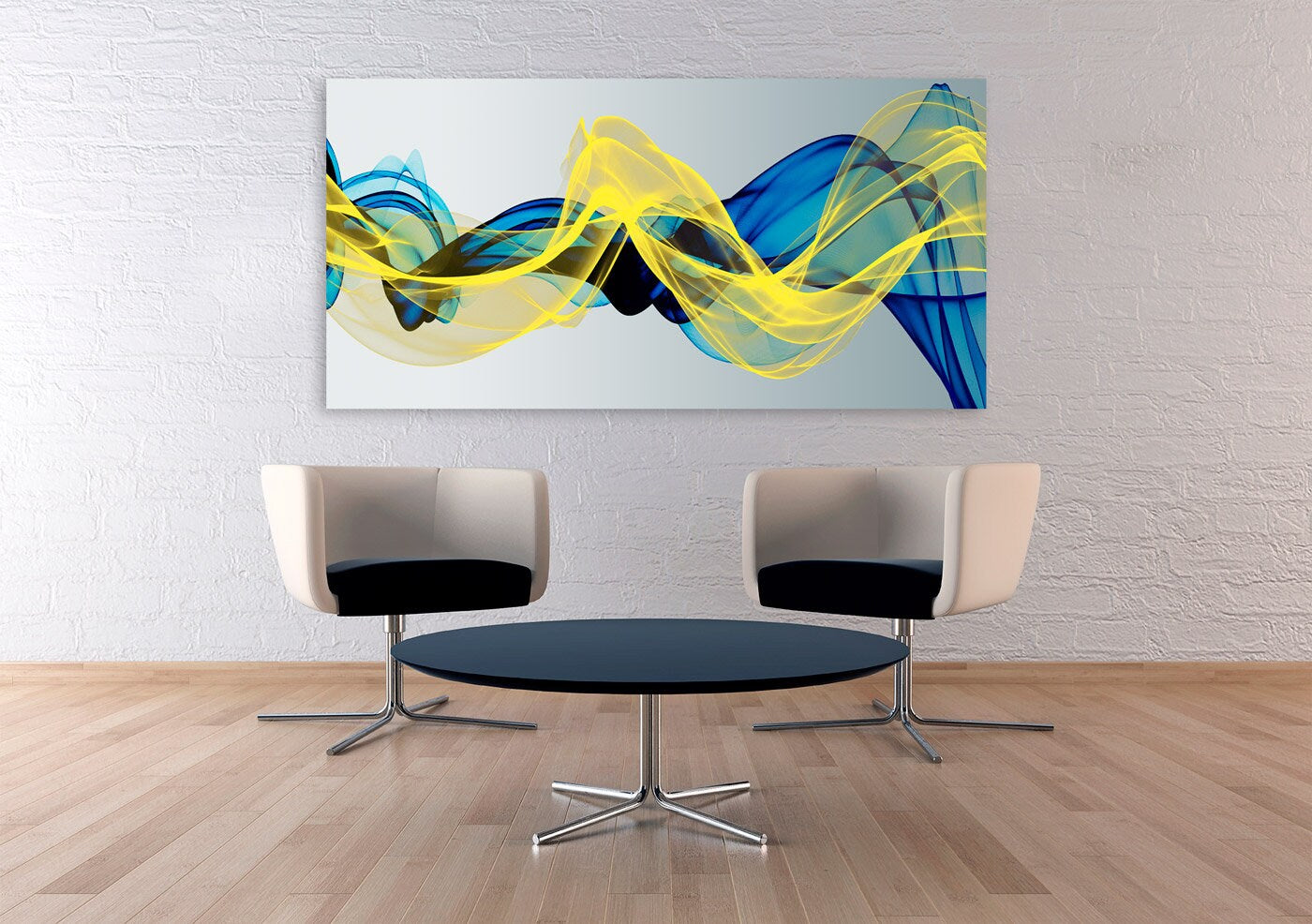 Blaue und gelbe Wandkunst, trendig, extragroß, abstrakte Wandkunst, modernes abstraktes Gemälde, mehrteilige Leinwand, Wanddekoration für Räume