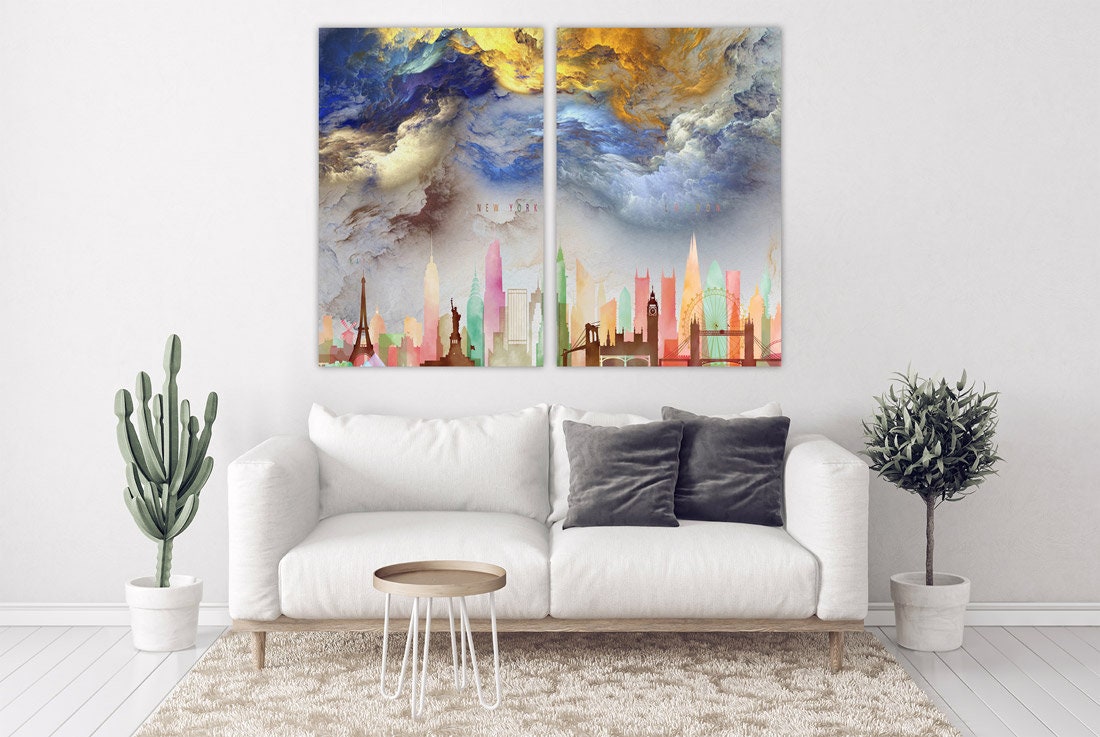 Abstrakte Wandkunst Leinwandgemälde, minimalistische Wandkunst, moderne abstrakte Kunst, riesige Wandkunst Wandbehang Dekor Multi Panel Wandkunst