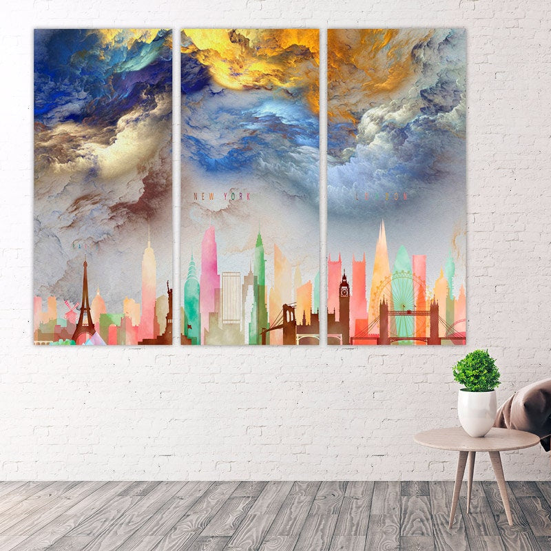 Abstrakte Wandkunst Leinwandgemälde, minimalistische Wandkunst, moderne abstrakte Kunst, riesige Wandkunst Wandbehang Dekor Multi Panel Wandkunst
