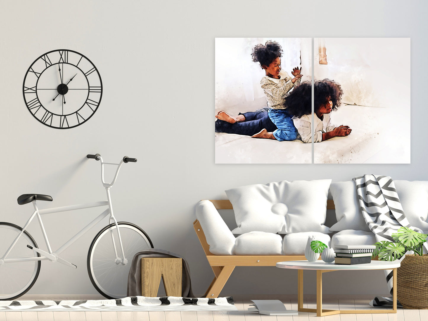 Zeitgenössische afroamerikanische Kunst Trendy Schwarze Afrofrau Wandkunst Mehrteiliges extra großes Leinwandbild
