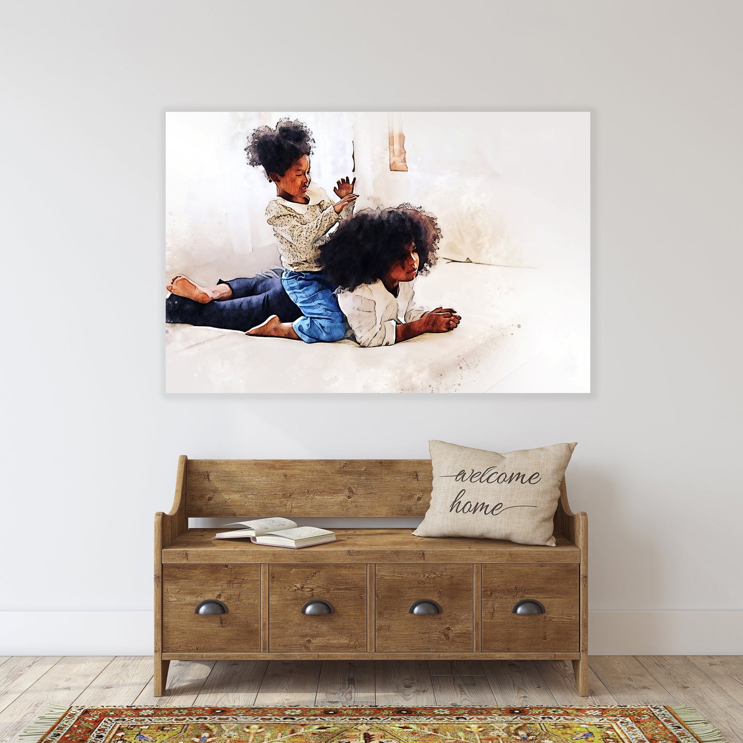 Zeitgenössische afroamerikanische Kunst Trendy Schwarze Afrofrau Wandkunst Mehrteiliges extra großes Leinwandbild