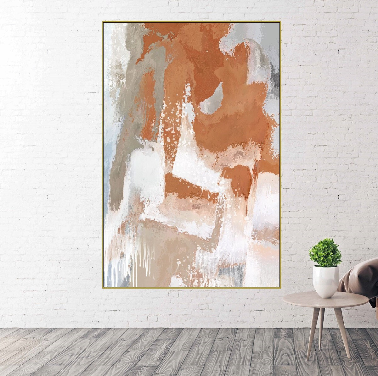 Abstrakte Leinwandkunst im Floater-Rahmen, extra große ruhige Wanddekoration zum Aufhängen, modernes druckbares Wohnzimmerkunstwerk, zeitgenössische Wandkunst