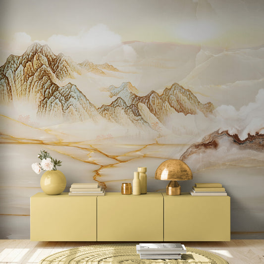 Abstract extra large wallpaper, self adhesive neutral wall mural, accent removable wallpaper, living room wall mural