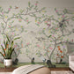 Chinoiserie wallpaper mural, Peel and stick botanical wallpaper, Self adhesive birds wallpaper, Extra large nature wall mural