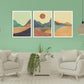 Mid century modern abstract mountain wall art canvas, printable wall art set of 3, minimalist wall art, geometric canvas painting