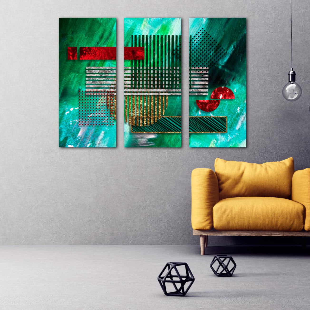 Smaragdgrünes Dekor, moderne abstrakte Kunst, 3-teiliger Rahmen, Leinwand, mehrteilige Leinwand, Wandkunst, Leinwandgemälde, abstrakte Wandkunst, Heimwanddekoration