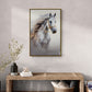 Pferde-Wandkunst, gerahmter Leinwanddruck mit Tierbild, Kunstwerk mit Bild eines großen weißen Pferdes, vertikaler Kunstdruck, Geschenk für Pferdeliebhaber, Wohnzimmer-Wandkunst