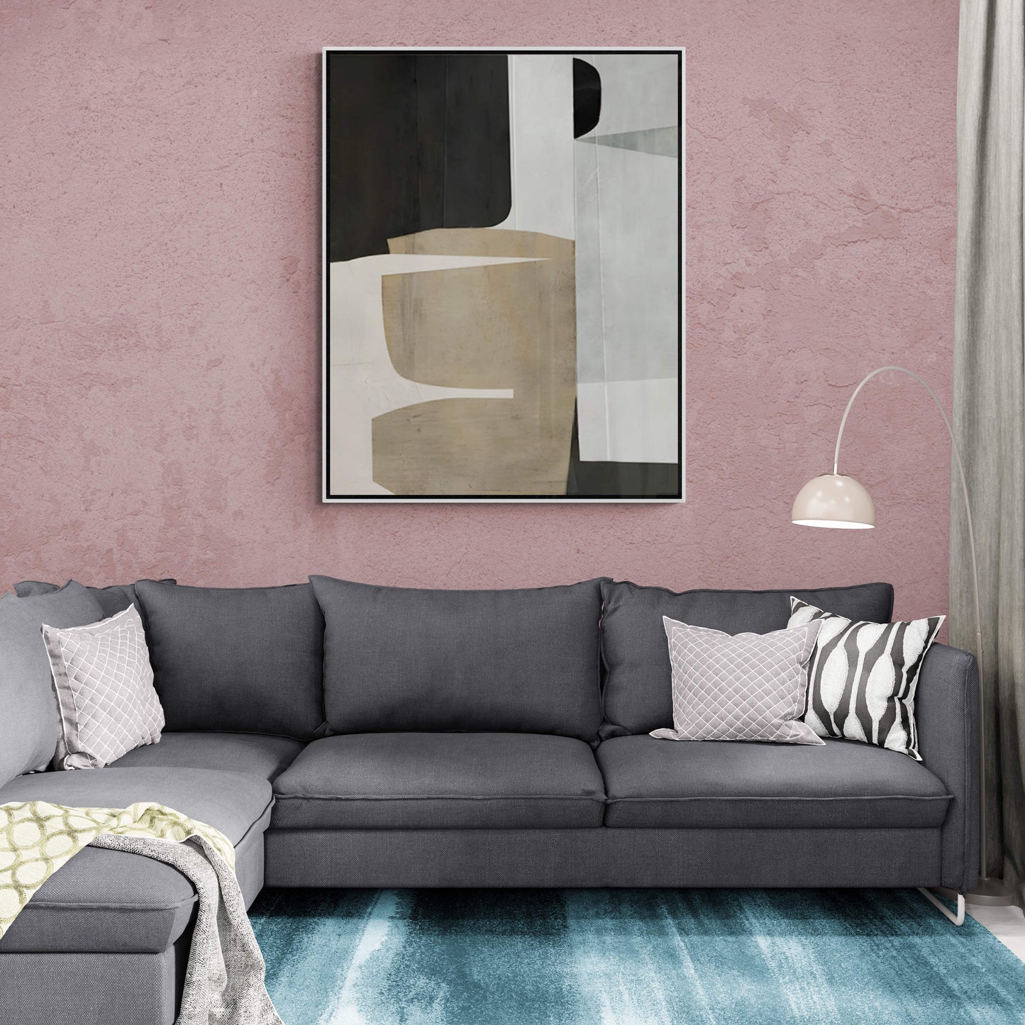 Geometric wall art, abstract canvas print, framed contemporary artwork, large wall hanging decor, above bed wall art, living room wall art