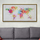 World map canvas print, abstract wall art, colorful artwork, framed wall art, horizontal above bed wall art, office canvas print