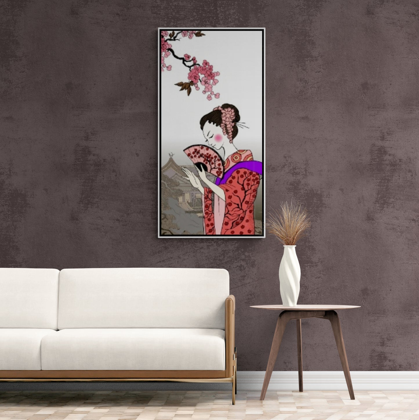 Chinoiserie wall art, Japan woman artwork, geisha wall art, framed japandi wall art, people canvas print, oriental wall art