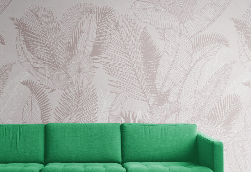 Leaves wallpaper, peel and stick abstract wall mural, removable wallpaper for living room or bedroom, wallpaper with feathers