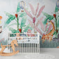 Children wallpaper with botanical image, peel and stick nursery wallpaper, temporary wall mural for kids room