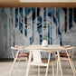 Abstract wall mural, accentual blue white wallpaper, self adhesive wallcovering for living room, peel and stick wallpaper