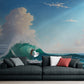 Extra large seascape wallpaper, self adhesive wall mural with water, temporary blue whita wallpaper, wallpaper for bedroom