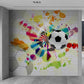 Peel and stick kids wallpaper, nursery wall mural, sport wallpaper, colorful wallpaper with soccer ball, accentual football wallpaper