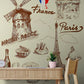 Kitchen wallpaper, peel and stick wall mural with Paris motifs, self adhesive wallpaper with France food image, accent wall mural for dining room, removable wallpaper mural