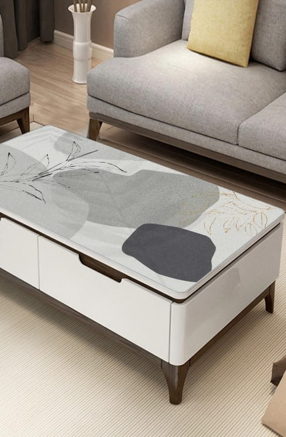 Tischdecke in Lederoptik (PVC), Tischfolie „Gray Abstraction“