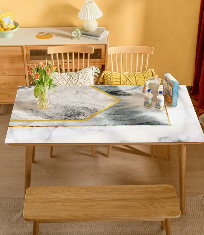 Stilvolle Tischdecke in Lederoptik, Tischauflage in Lederoptik "Marble Composition"