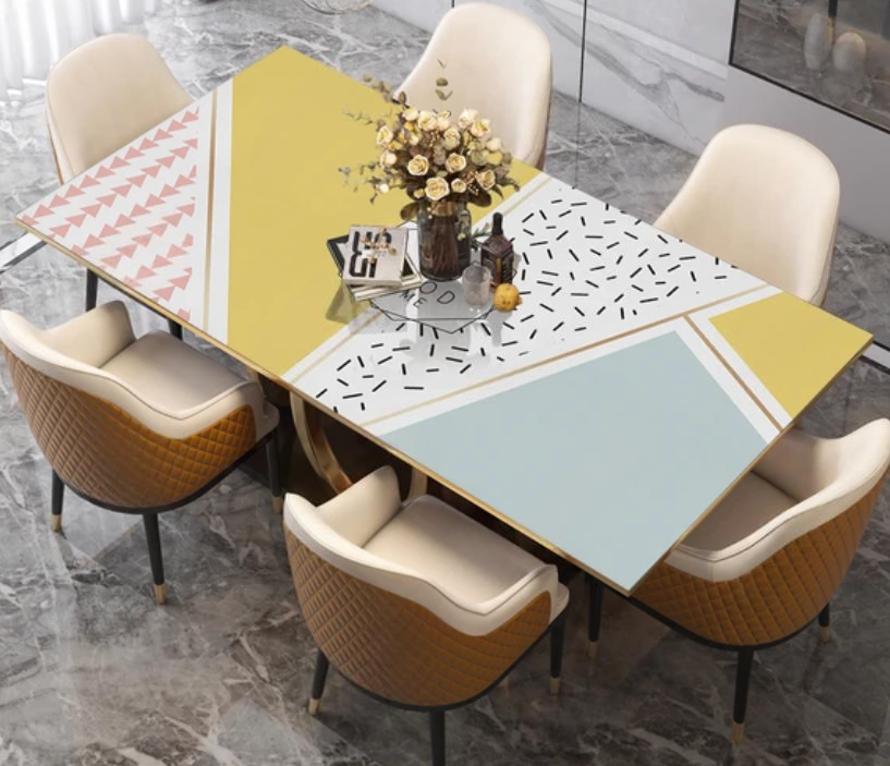 Schöne Tischdecke in Lederoptik mit Muster, Tischschutz für Küche und Esszimmer „Have a good time delicious“