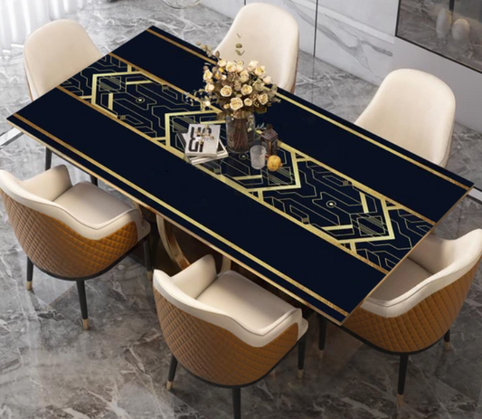 Wasserfeste Tischdecke in Lederoptik für den Küchentisch, Tischauflage mit Muster „Art Deco vibe“