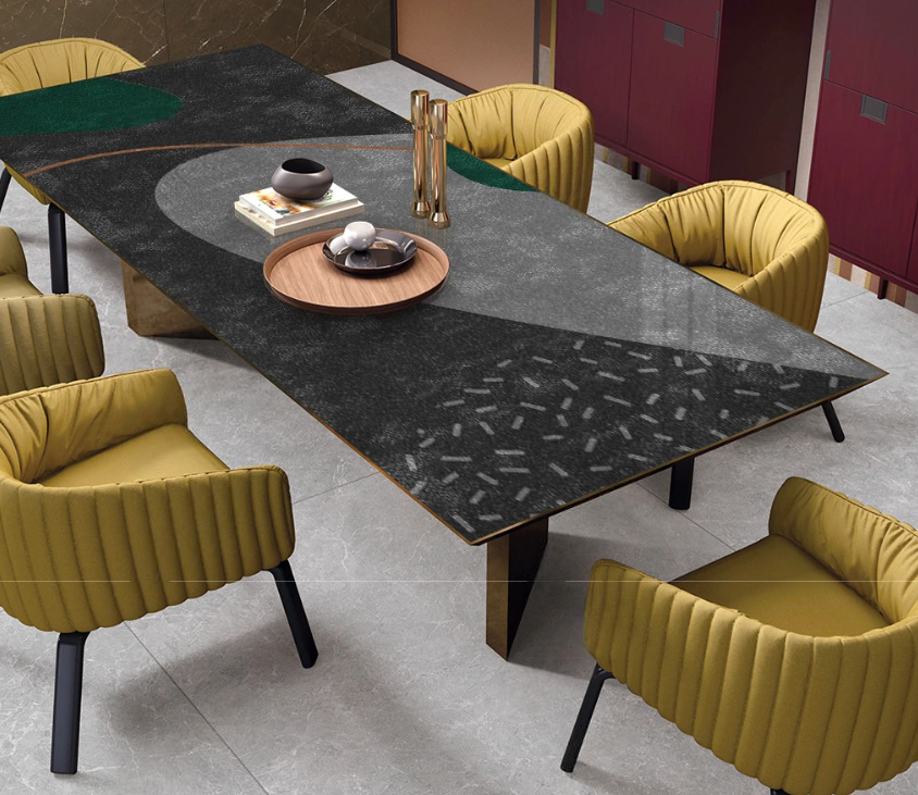 Tischdecke für den Essbereich im modernen Stil, wasserdichte Tischfolie „Black Rock“