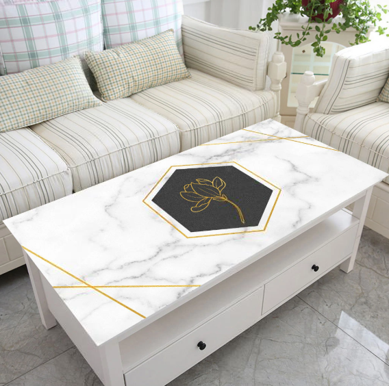 Rechteckige Tischdecke mit Print für das Esszimmer, Tischschutz mit Muster „Golden Flower“