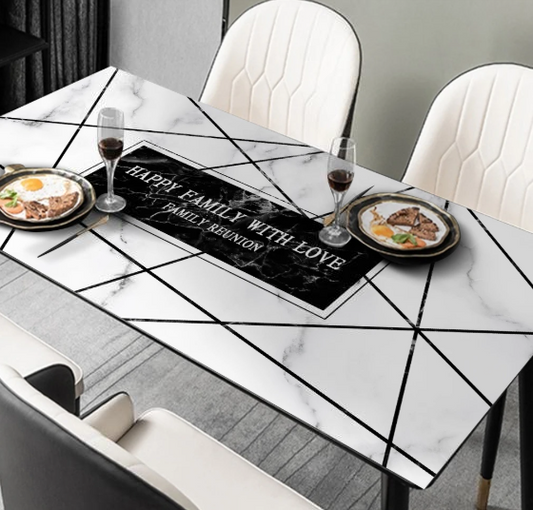 Tischdecke mit Muster für den Küchentisch, Tischauflage für die Küche „Happy Family“