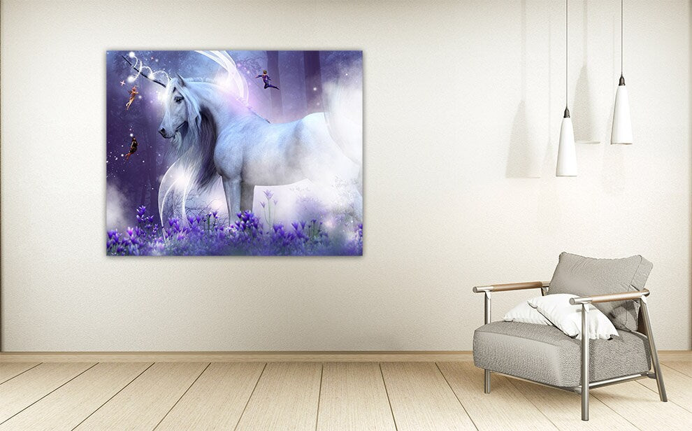 Unicorn wall art canvas paintings on canvas, nursery art print, fantasy art print, nursery wall decor, home wall decor, canvas painting,