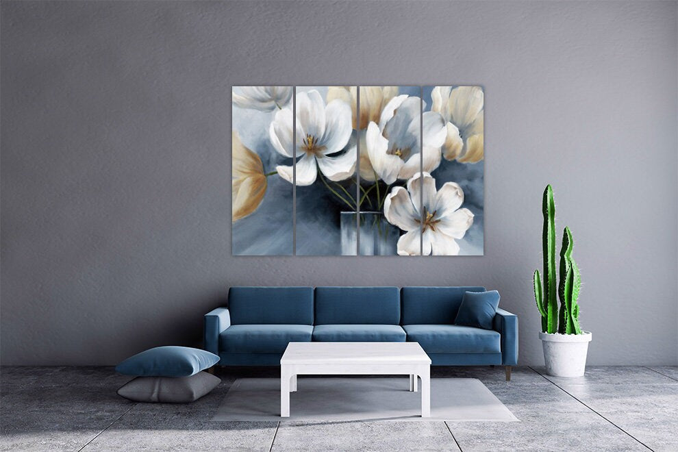 Flowers wall art paintings on canvas, home wall decor, canvas painting farmhouse wall decor 3 piece wall art 4 panel wall art 5 panel canvas