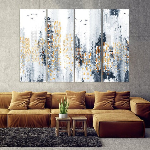 Abstract wall art paintings on canvas, abstract print, extra large wall art, home wall decor, trendy wall art, city wall art multi panel art