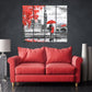 Love paintings on canvas, valentines day gift, love picture,  red umbrella art, Red tree wall decor, couple in love art extra large wall art