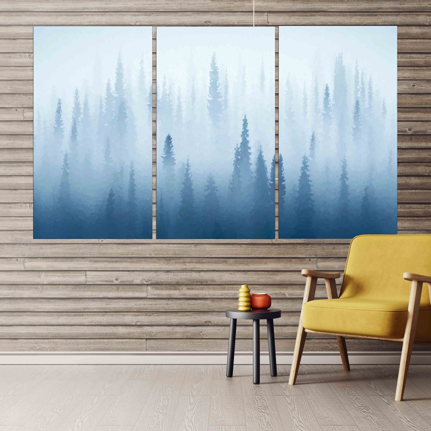 Forest wall art paintings on canvas, home wall decor canvas painting housewarming and wedding gift farmhouse wall decor multi panel wall art