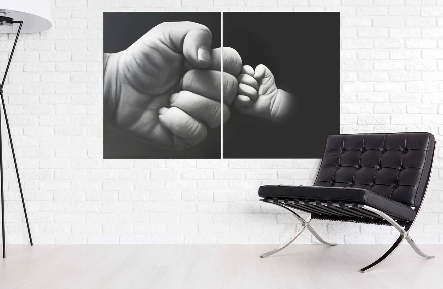 Modern wall art, canvas painting, black and white art, arm hand wall art, multi panel wall art, 3 panel wall art, baby nursery wall art