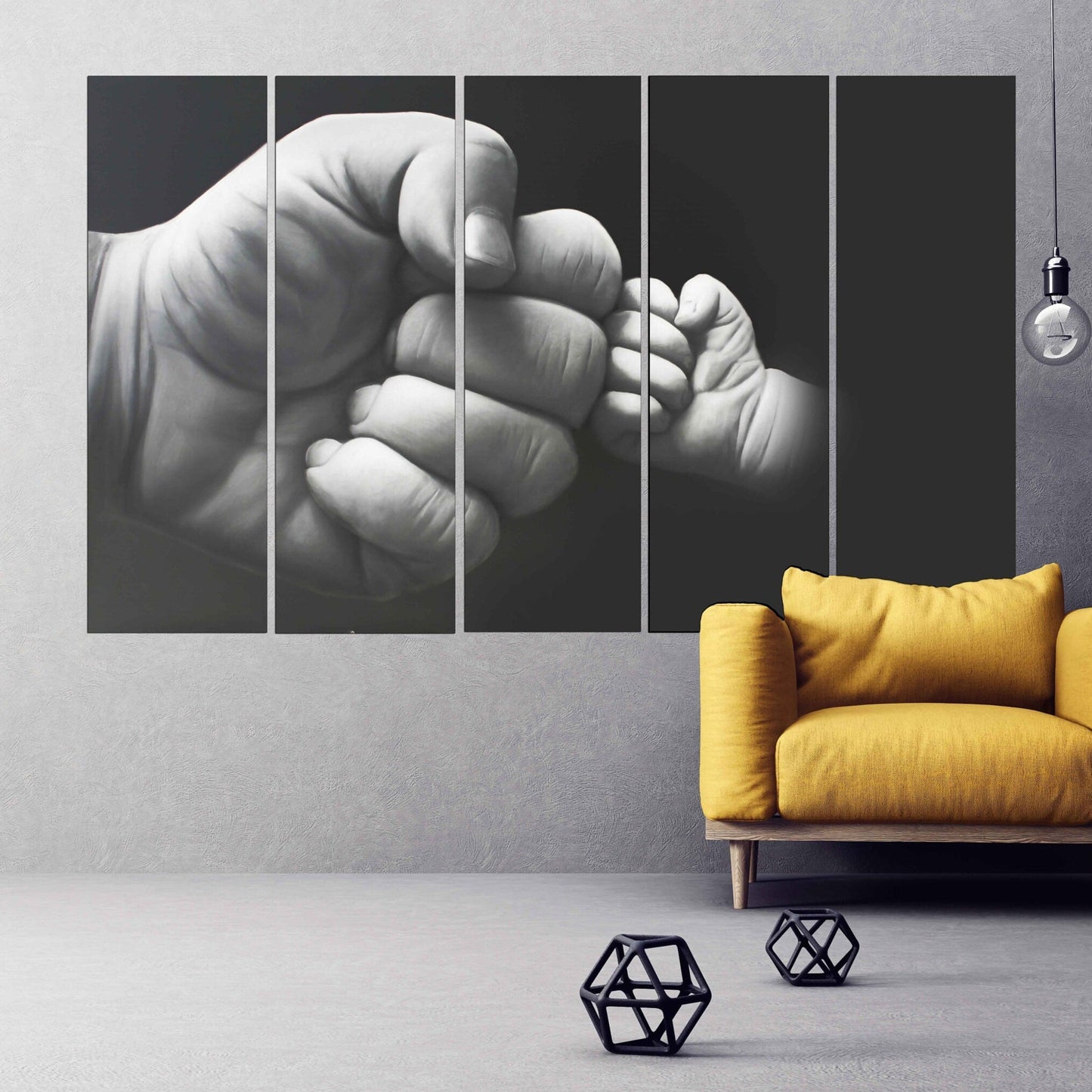 Modern wall art, canvas painting, black and white art, arm hand wall art, multi panel wall art, 3 panel wall art, baby nursery wall art