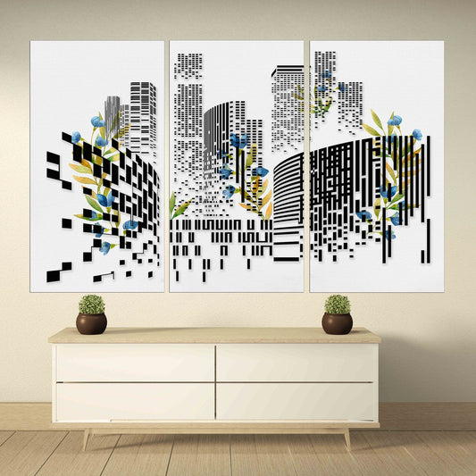 Trendy wall art, city wall art multi panel art Abstract wall art paintings on canvas, extra large wall art, home wall decor