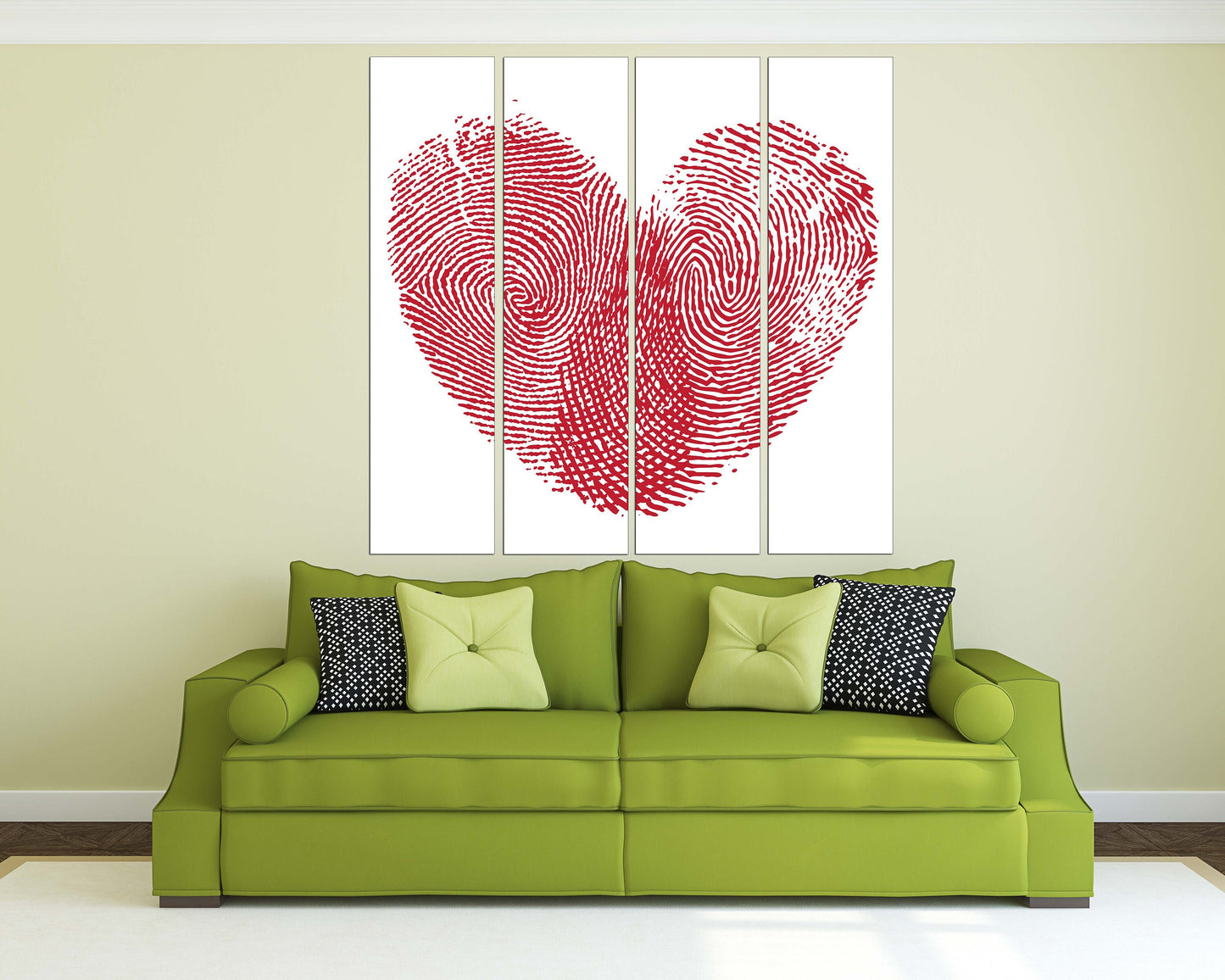 Red heart wall art, Love paintings on canvas, heart wall decor, living room art modern abstract art