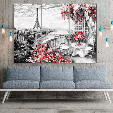 Paris wall art, Eiffel tower wall decal, large canvas art, black and white art, extra large wall art, canvas wall art, multi panel wall art