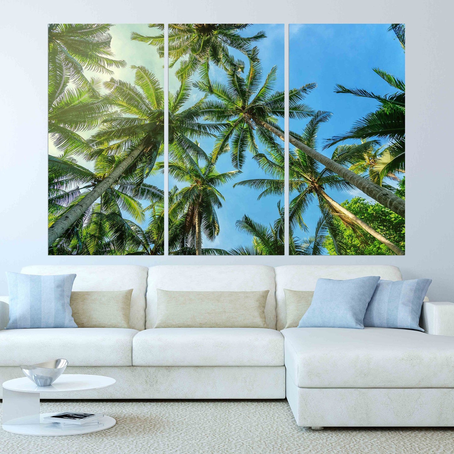 Palm tree wall art Tree topper wall art Tree Branch Print Home wall decor Canvas painting Multi panel wall art Palm leaf wall art