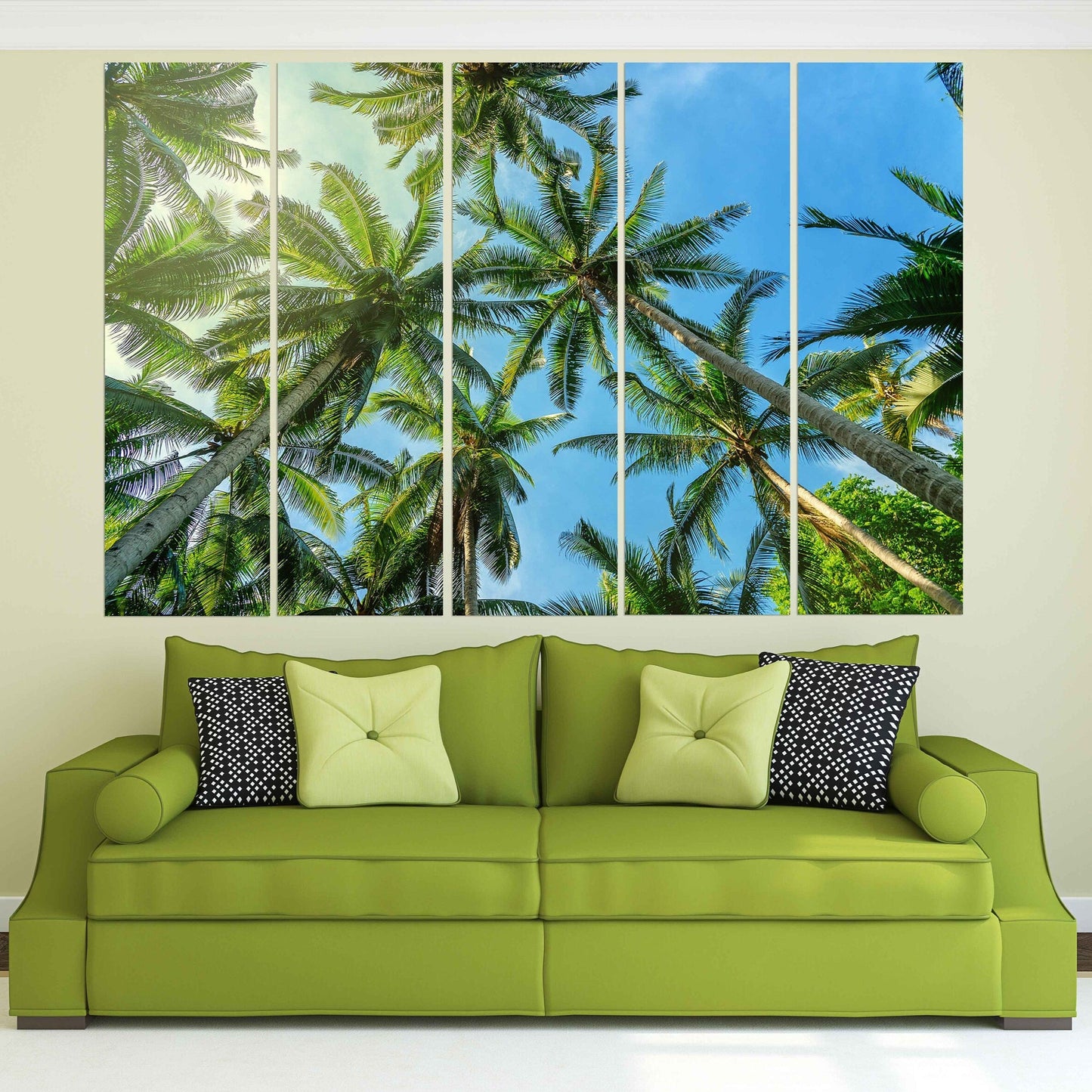 Palm tree wall art Tree topper wall art Tree Branch Print Home wall decor Canvas painting Multi panel wall art Palm leaf wall art