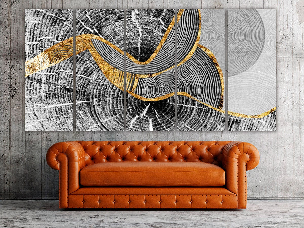 Black and gold abstract wall art Abstract painting Abstract print Abstract canvas Multi panel wall art Housewarming gift