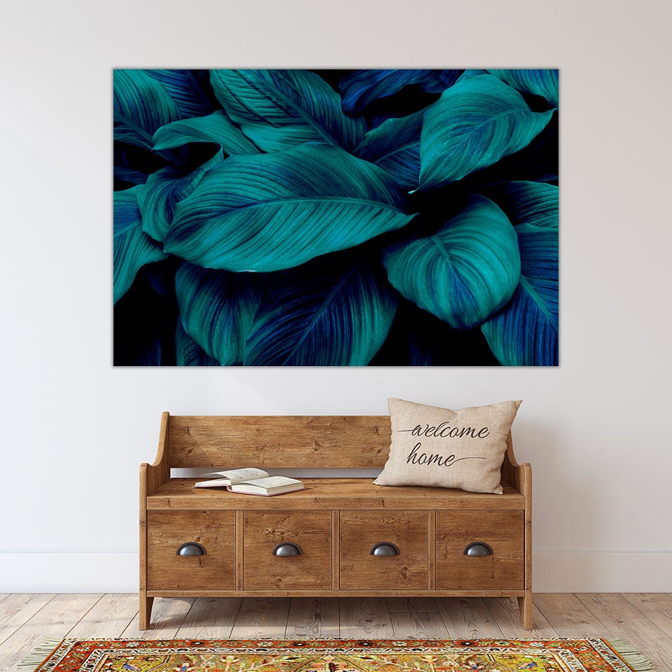 Huge Tropical leaves wall art paintings on canvas Home farmhouse wall decor canvas painting floral canvas wall art