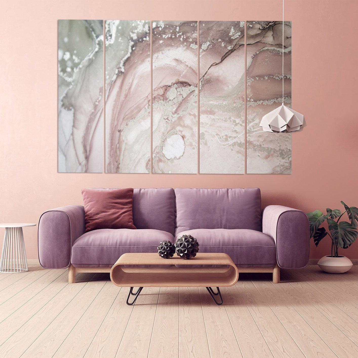 Pink marble Abstract multi panel art wall art paintings on canvas home wall decor housewarming gift canvas painting